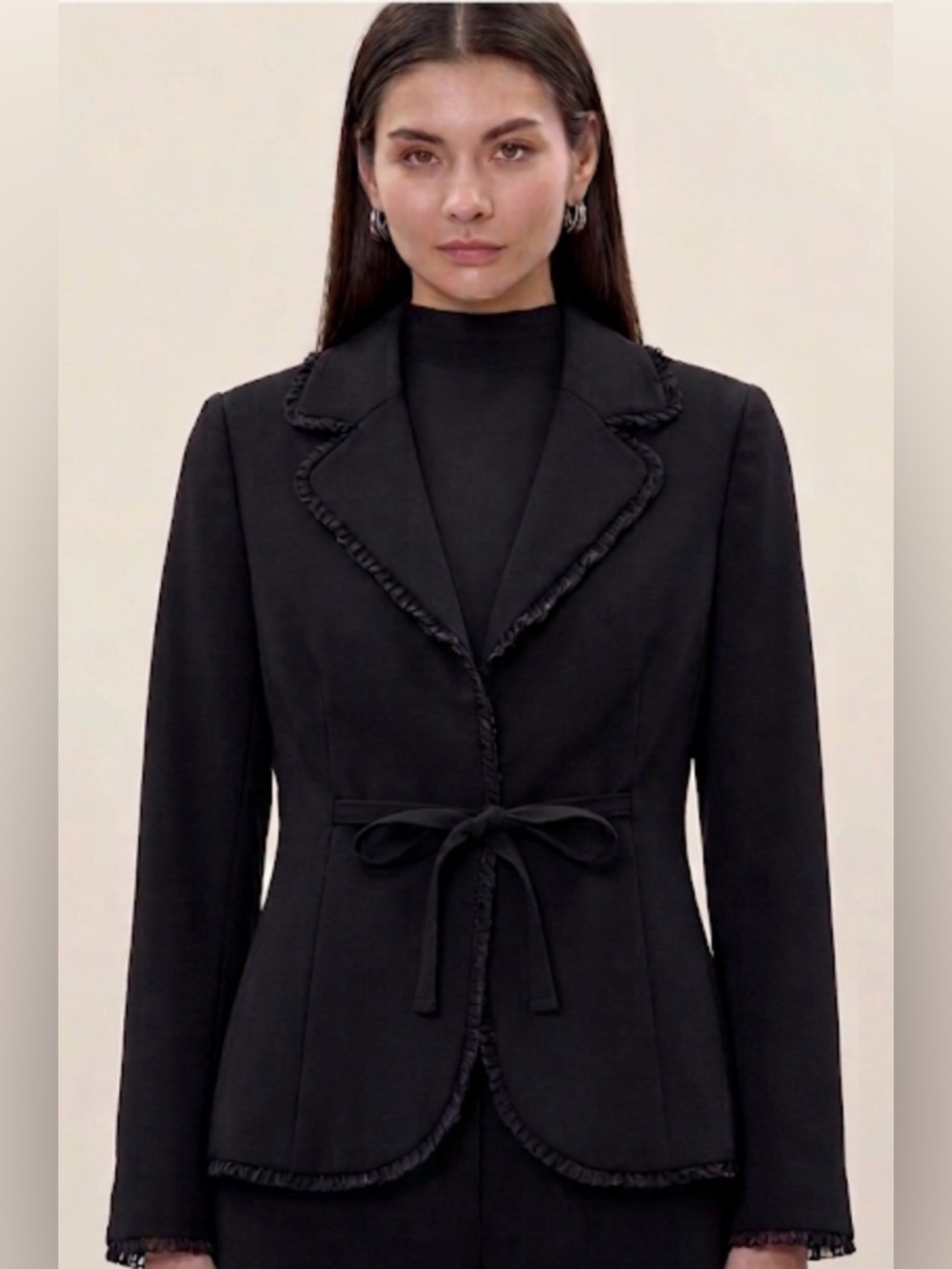 Rebecca Taylor Ruffle-Trimmed Tie Jacket